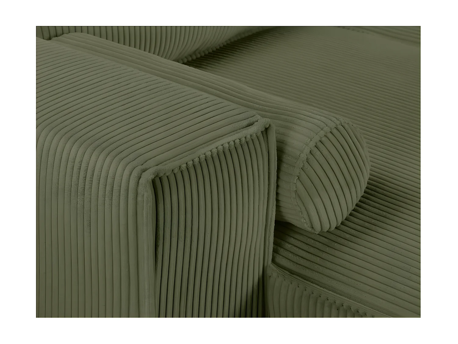 Canapé panoramique 5 places Clarence convertible avec coffre en velours côtelé - Vert foncé - L322 x P161 x H87cm - Loungitude