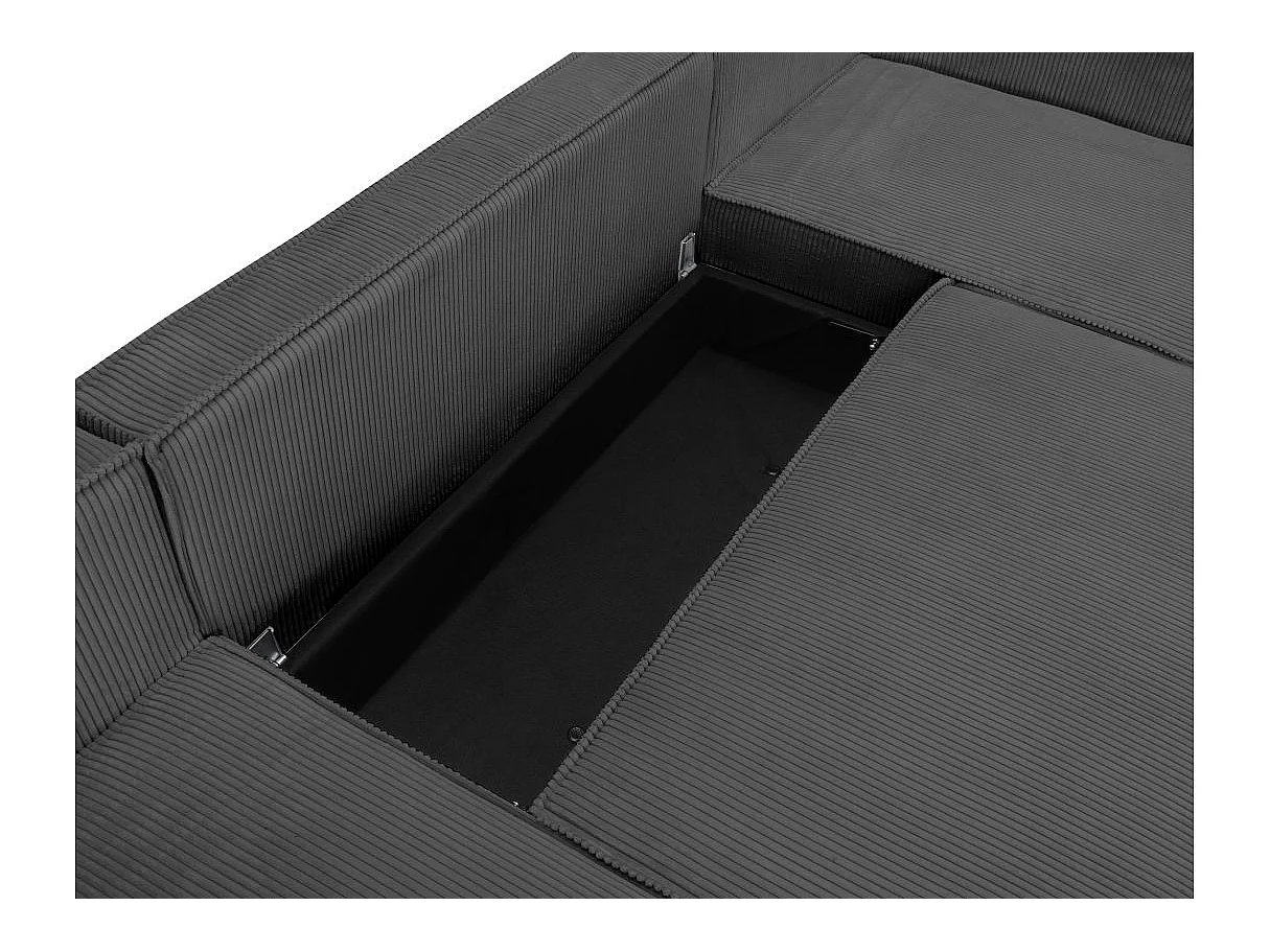 Canapé d'angle panoramique convertible 5 places en velours gris anthracite