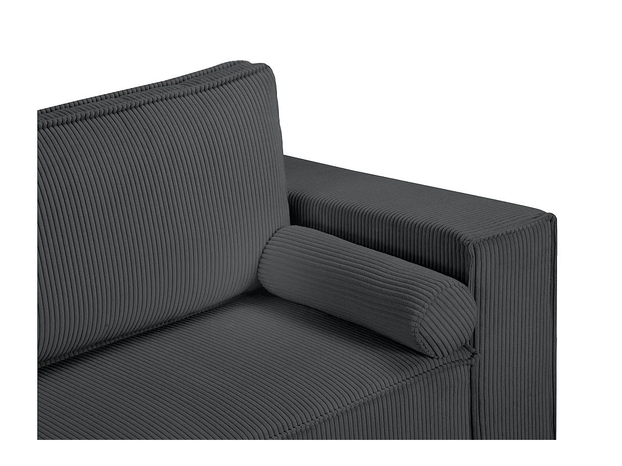 Canapé d'angle panoramique convertible 5 places en velours gris anthracite