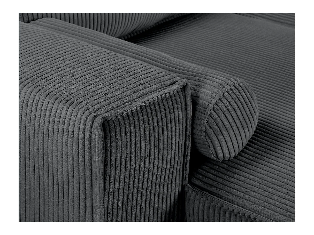Canapé d'angle panoramique convertible 5 places en velours gris anthracite