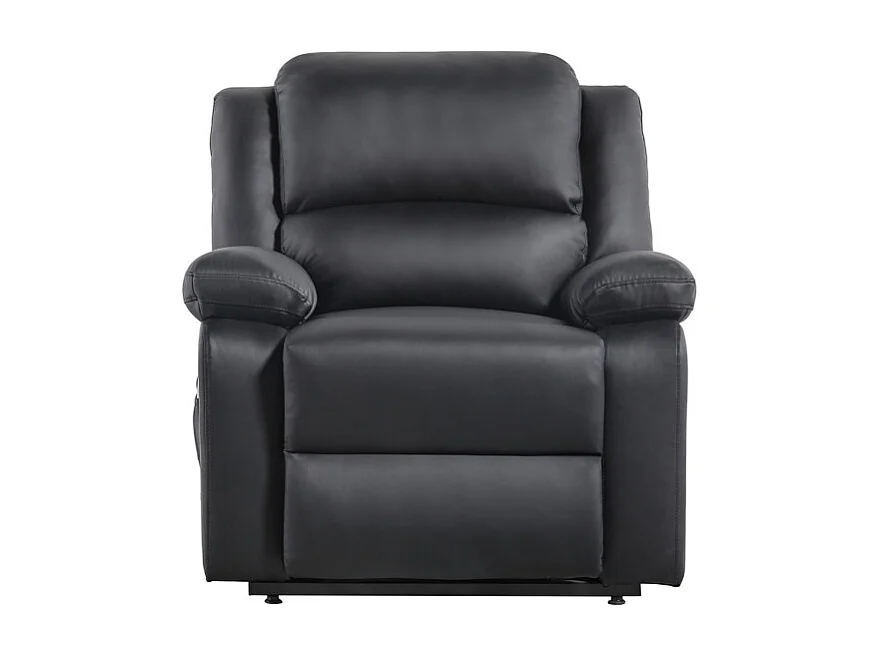 Fauteuil De Relaxation Electrique Releveur Et Massant En Simili Léo - Noir - L88 x 93 x 98cm - Loungitude