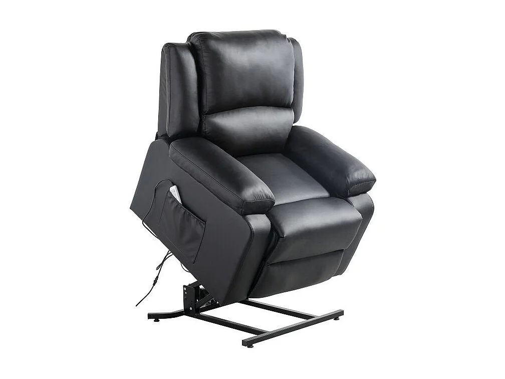 Fauteuil De Relaxation Electrique Releveur Et Massant En Simili Léo - Noir - L88 x 93 x 98cm - Loungitude