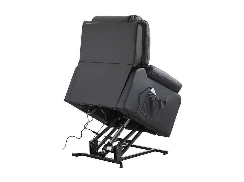 Fauteuil De Relaxation Electrique Releveur Et Massant En Simili Léo - Noir - L88 x 93 x 98cm - Loungitude