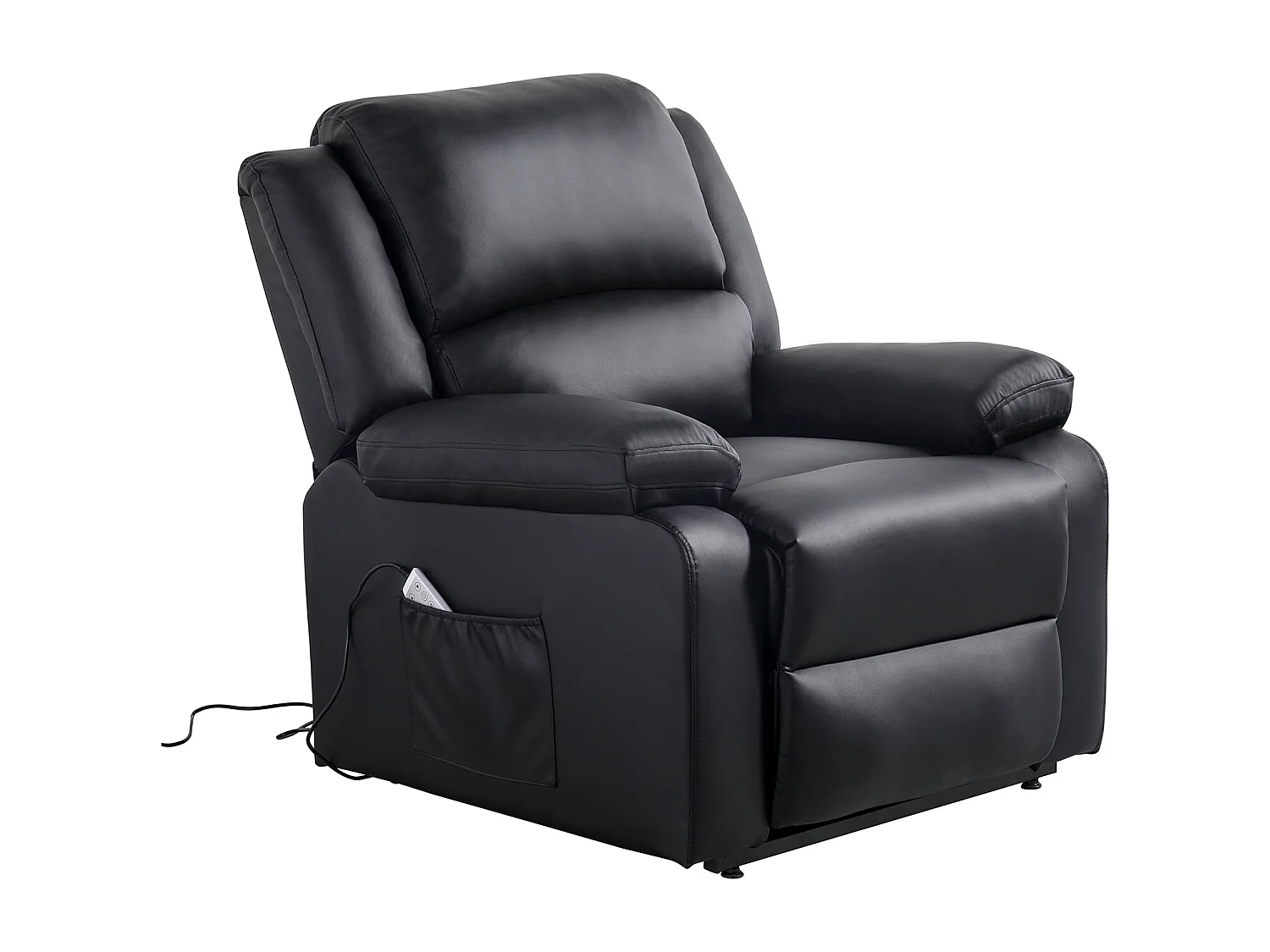 Fauteuil De Relaxation Electrique Releveur Et Massant En Simili Léo - Noir - L88 x 93 x 98cm - Loungitude