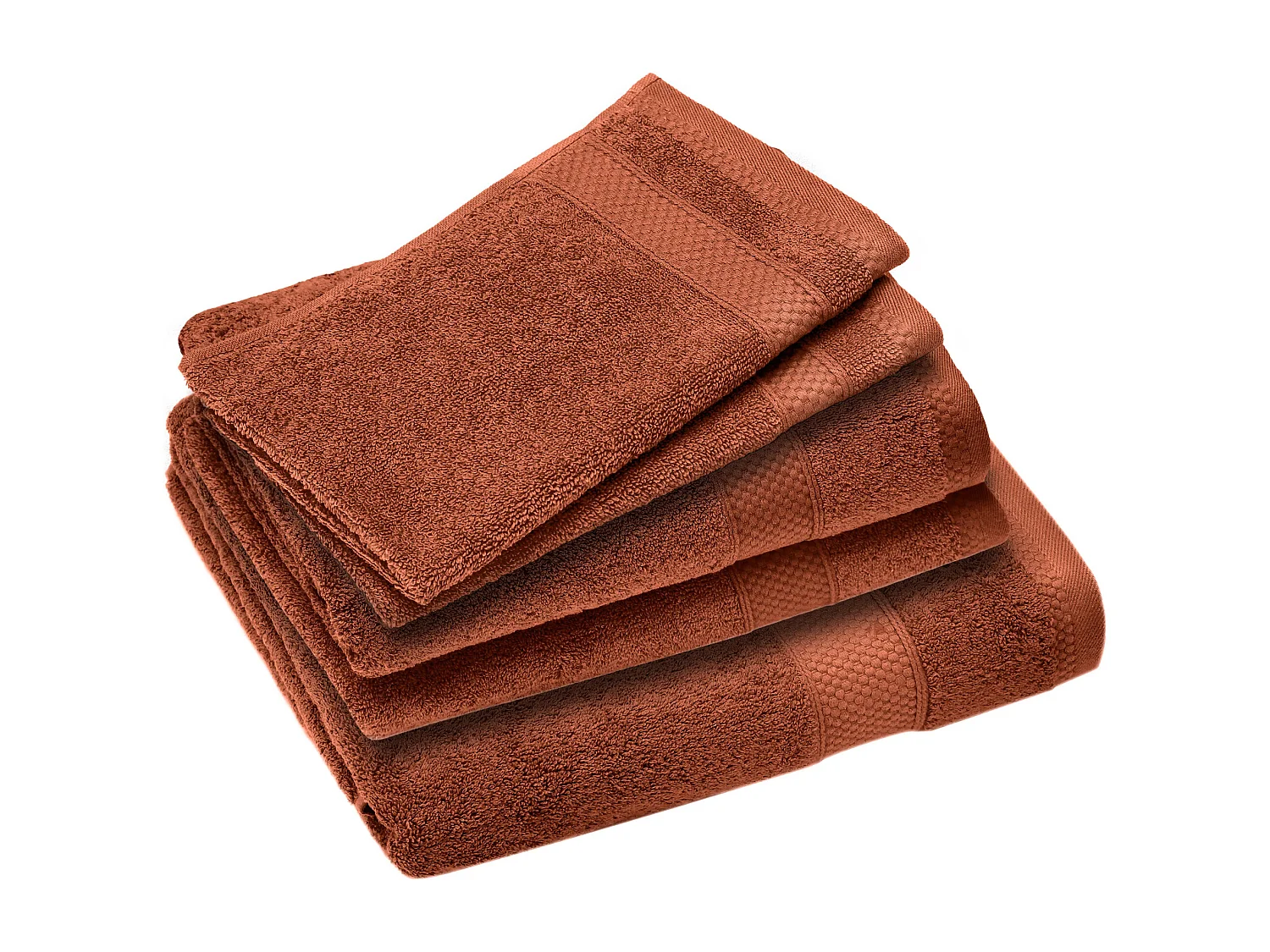 Parure de bain coton 550 g/m2 NAÏA par lot de 5 orange Argile