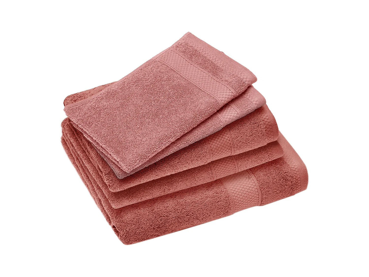 Parure de bain coton 550 g/m2 NAÏA par lot de 5 rose Pêche