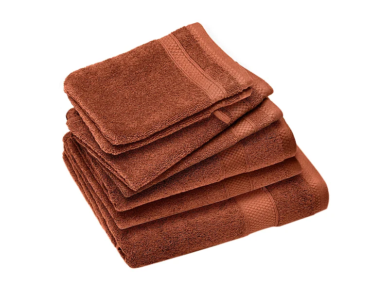 Parure de bain coton 550 g/m2 NAÏA par lot de 7 orange Argile