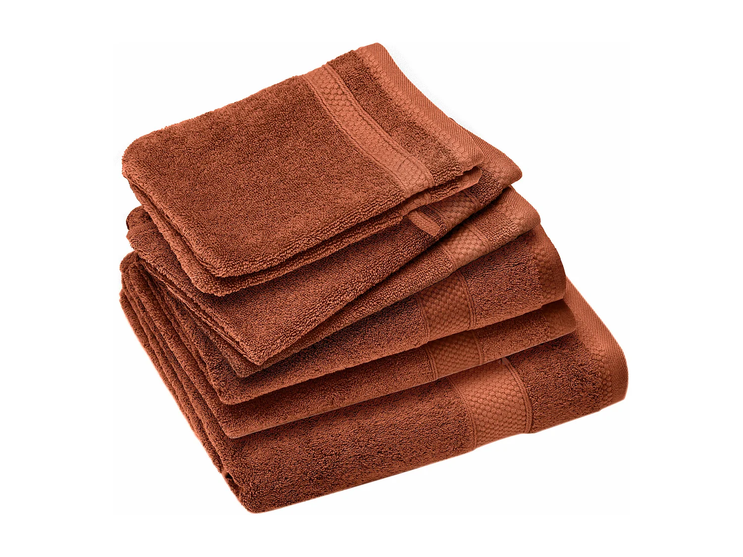 Parure de bain coton 550 g/m2 NAÏA par lot de 7 orange Argile