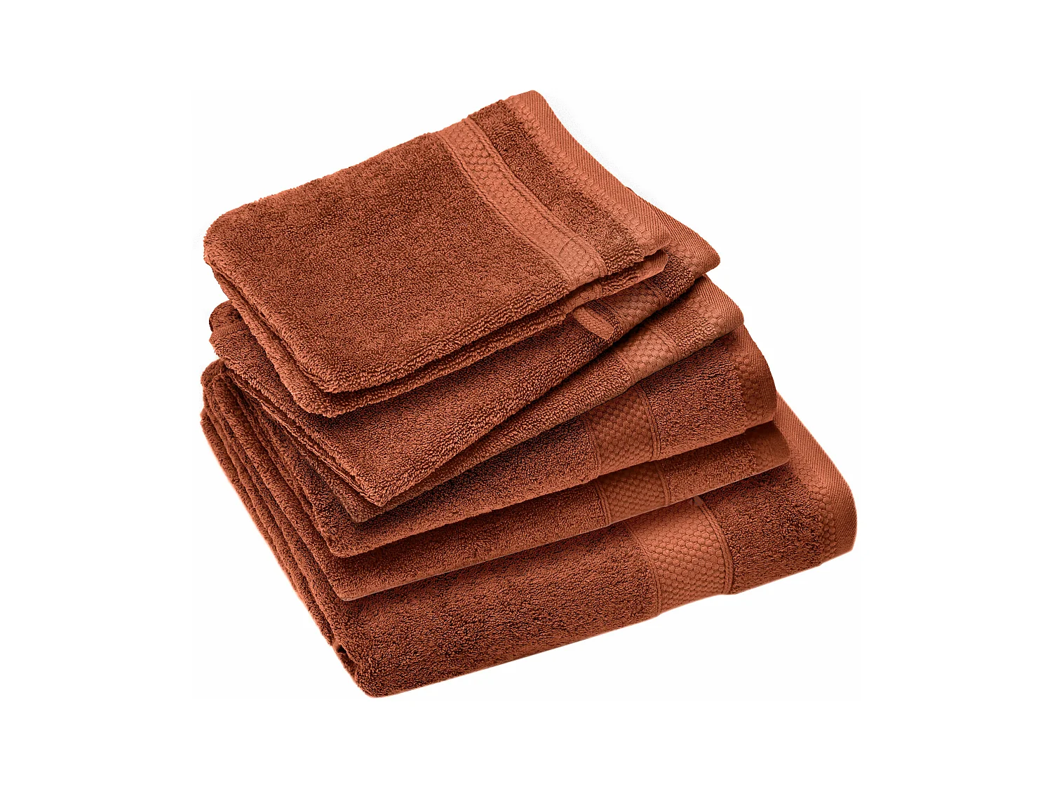 Parure de bain coton 550 g/m2 NAÏA par lot de 7 orange Argile