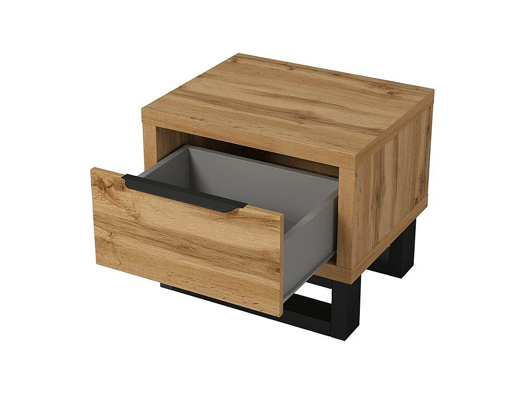 Volledige industriële slaapkamerset MILOS: Kledingkast met 4 deuren, bed 180x200, dressoir, nachtkastjes, ruw eiken/zwart