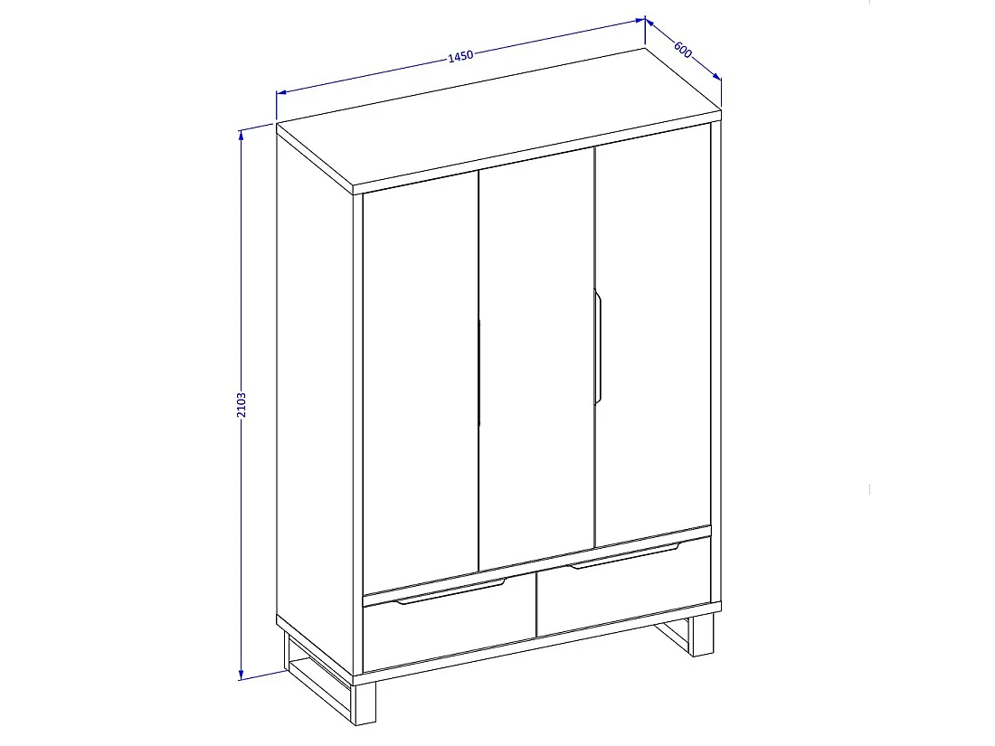 Volledige slaapkamer in industriële stijl, collectie MILOS: kledingkast met 3 deuren, bed 140x200, dressoir, nachtkastjes, ruw eiken en zwart