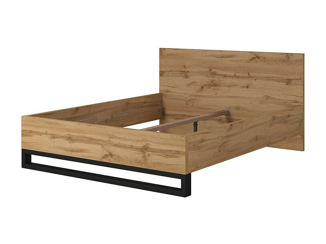 Camera completa stile industriale collezione MILOS: armadio a 3 ante, letto 160x200, comò, comodini, rovere grezzo e nero