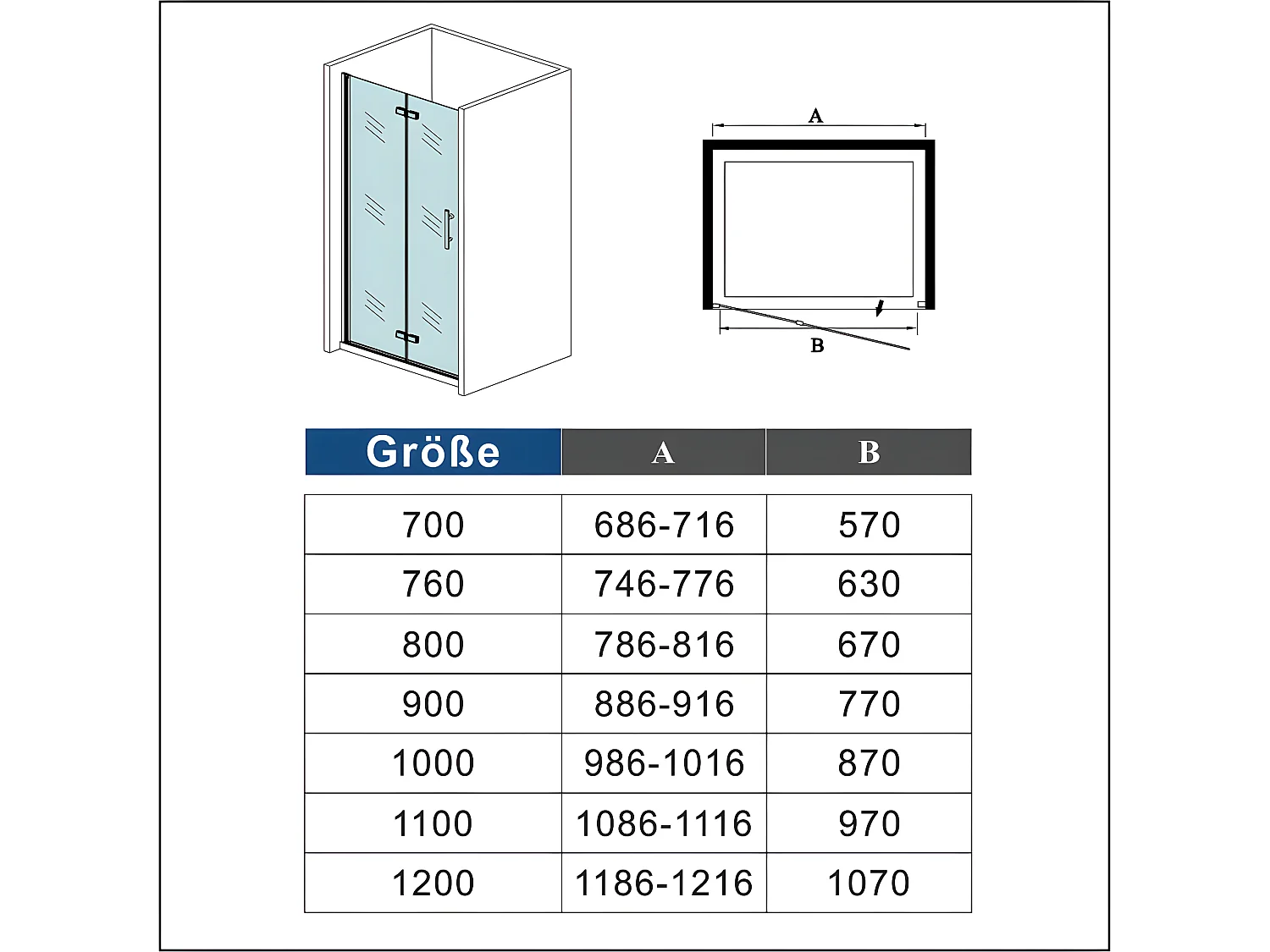 70x195cm Faltbar+drehbar Nano ESG Glas Duschwand Duschtür Duschabtrennung Dusche