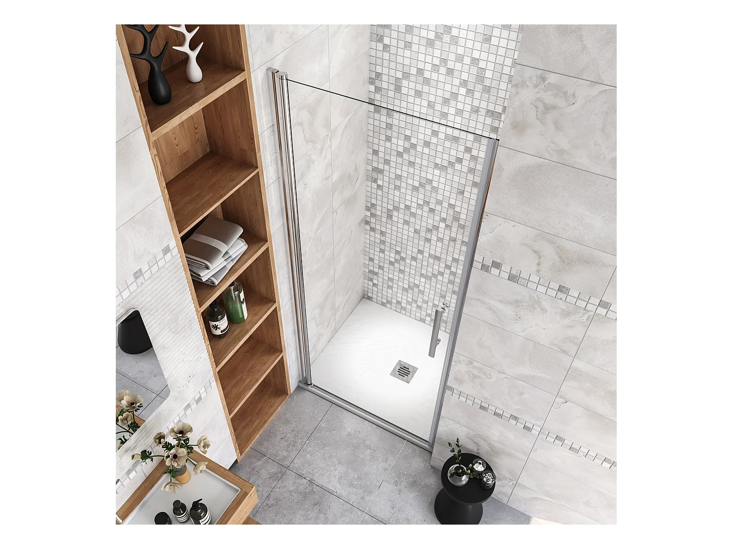 90x185cm Schwingtür Nano Glas Duschkabine ESG Duschabtrennung Drehtür Nischentür