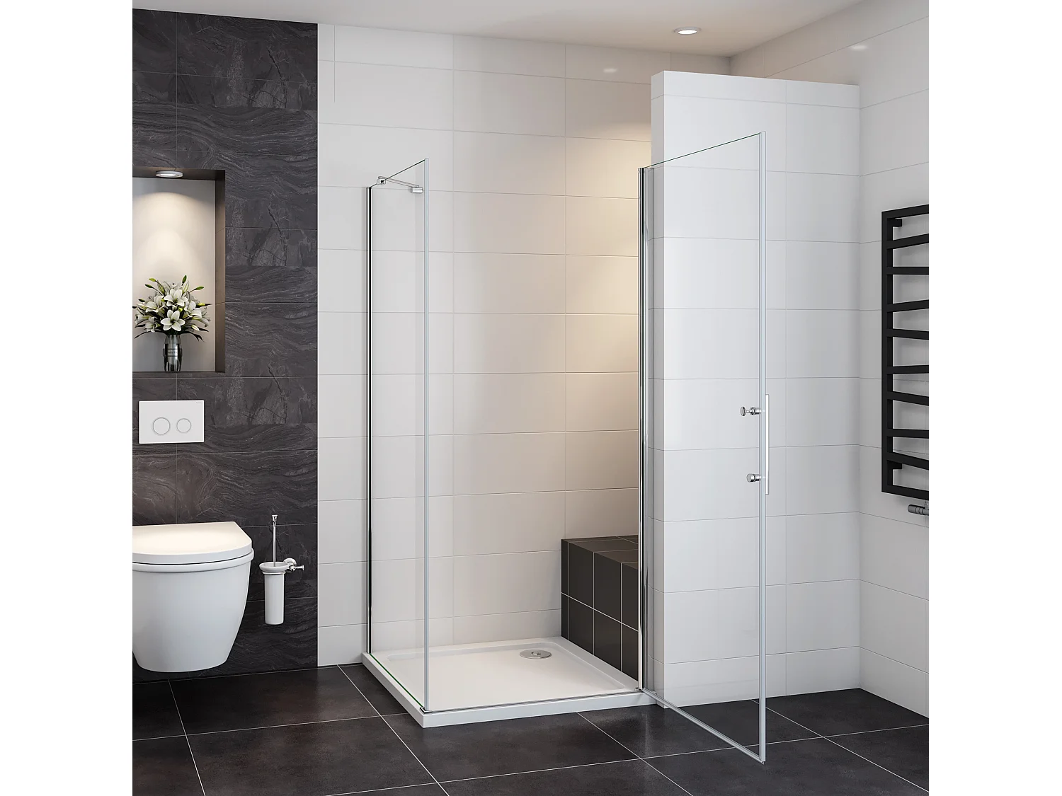 76x76x195cm 6mm Nano Glas Schwenktür Drehtür Duschkabine Duschwand Duschabtrennungen Dusche