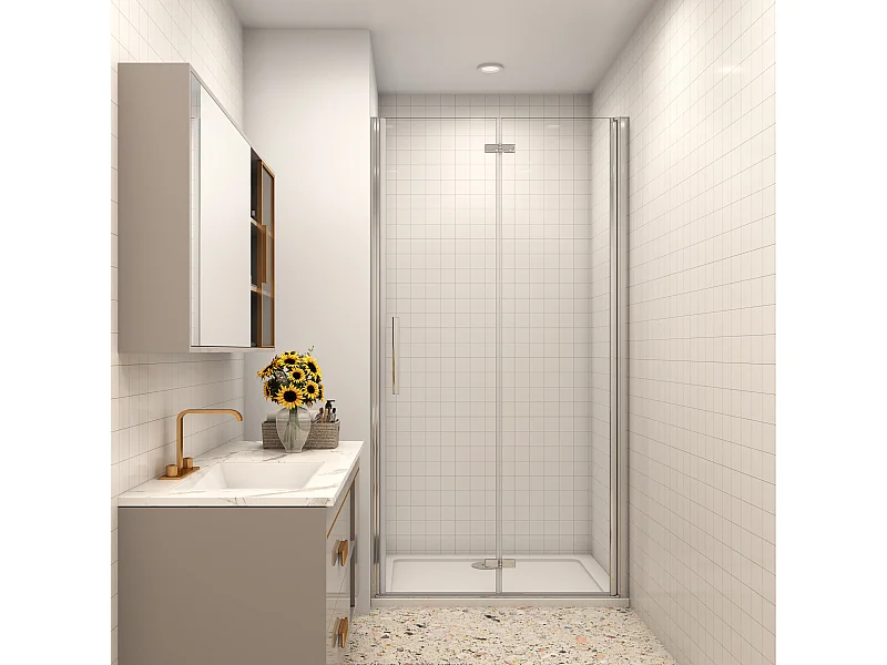 76x195cm Faltbar+drehbar Nano ESG Glas Duschwand Duschtür Duschabtrennung Dusche