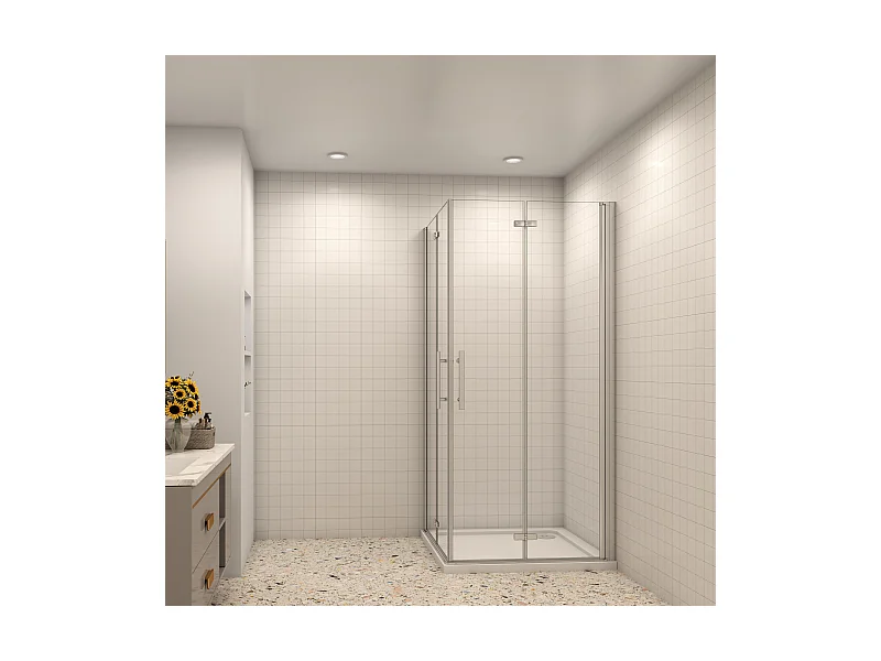 B:120xT:70x195cm Falttür Drehtür Eckeinstieg Duschabtrennung Duschkabine Dusche