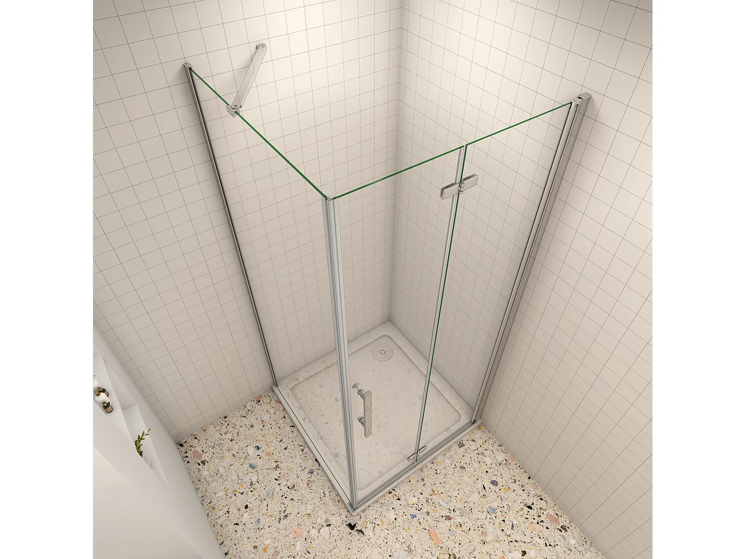 B:76xT:70x195cm Falttür Drehtür Eckeinstieg Duschabtrennung Duschkabine Dusche