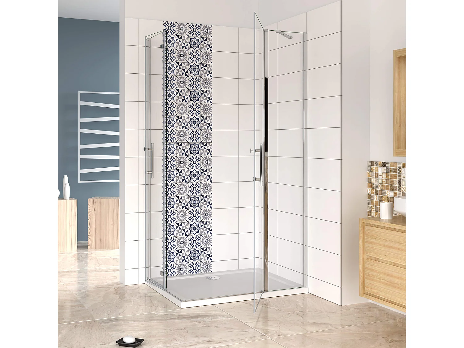 70X90X195cm Duschkabine Duschabtrennung Duschtür Duschwand Nano+ESG Glas&6mm Glasstärke