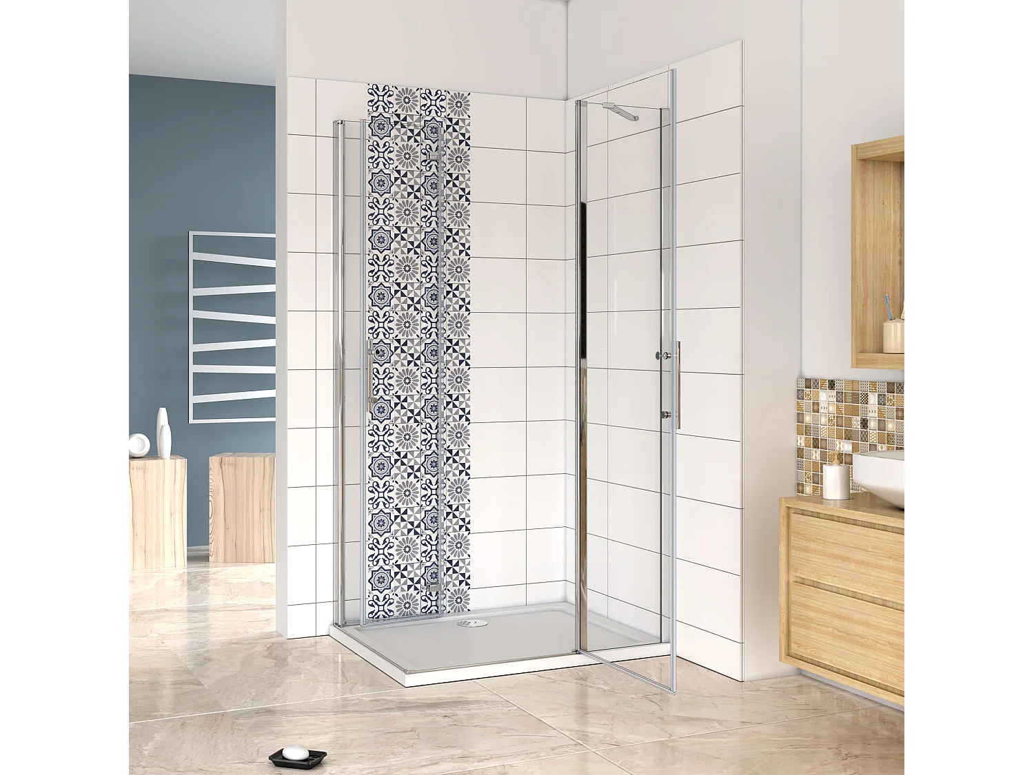 70X90X195cm Duschkabine Duschabtrennung Duschtür Duschwand Nano+ESG Glas&6mm Glasstärke