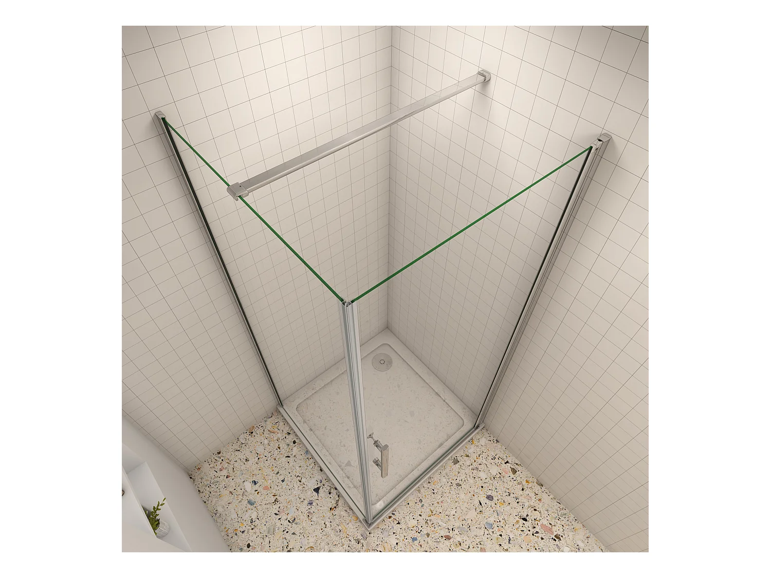 BxT: 80x80cm Duschkabine Duschabtrennung Eckeinstieg Dusche Duschtür Duschwand 6mm NANO-Glas Höhe: 195cm & Stabilisator 90cm