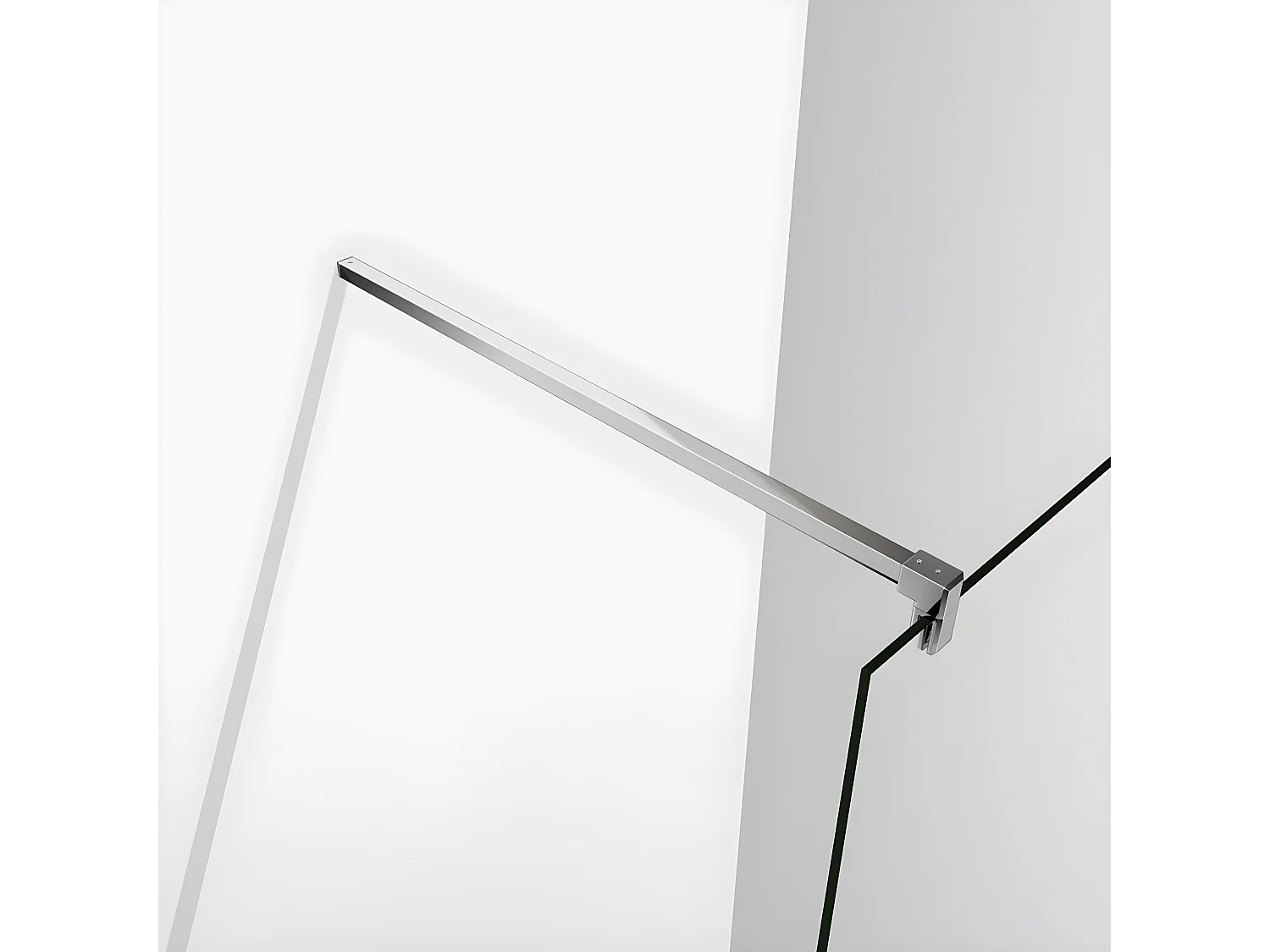 100x200cm+F Form: 90cm Stabilisator 10mm Nano Sicherheitsglas Walk in Duschwand Duschabtrennung Höhe 200cm