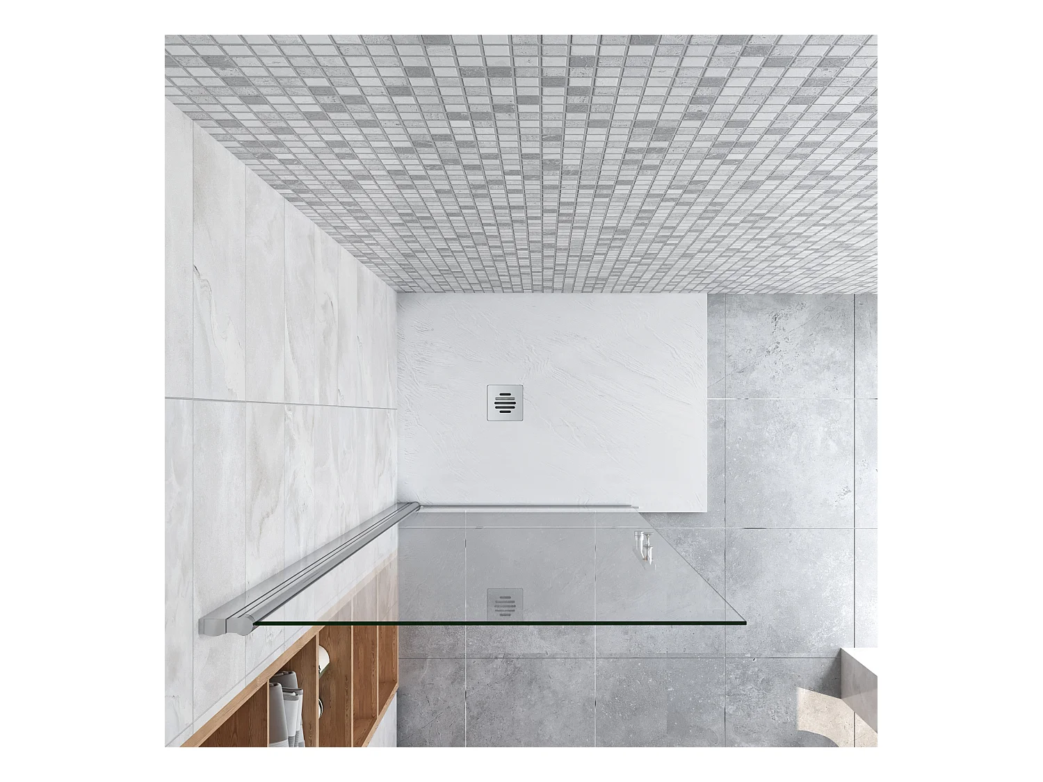 90x185cm Walk-In Duschabtrennung drehbar Duschwand 6mm Nano-ESG Duschkabine