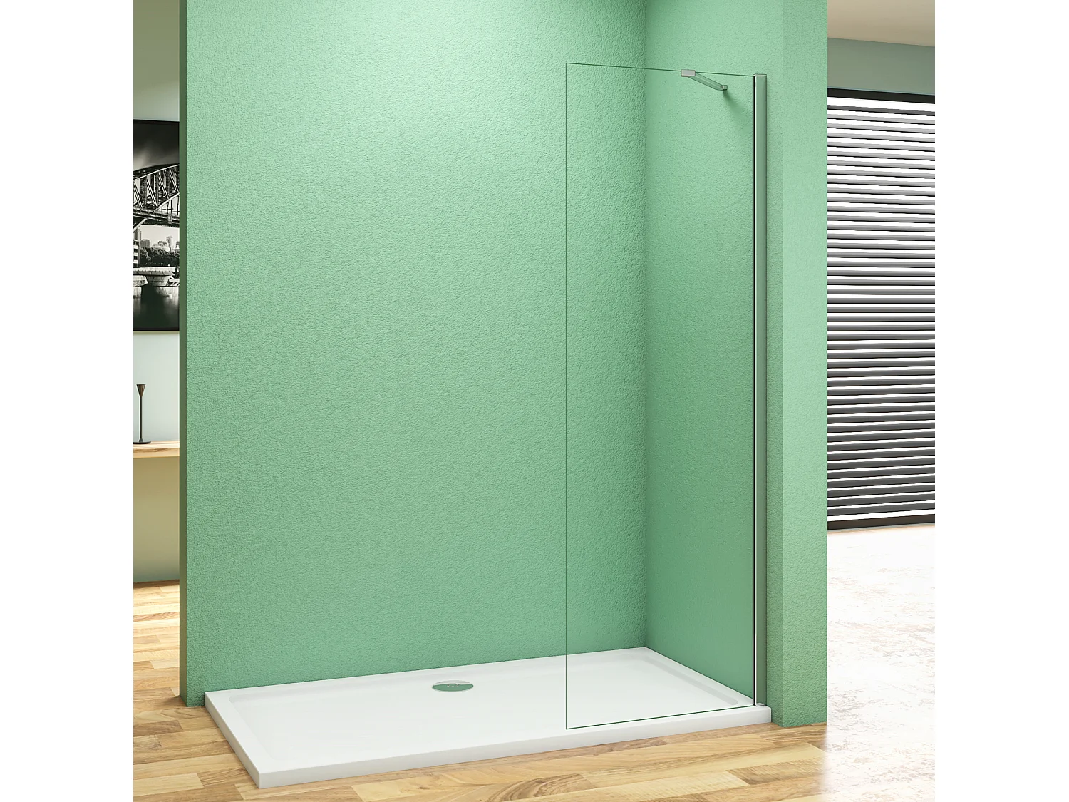 40x200cm+45cm Stabilisator 8mm ESG Sicherheitsglas Walk in Dusche Duschwand Nano Glas Duschabtrennung Höhe 200cm