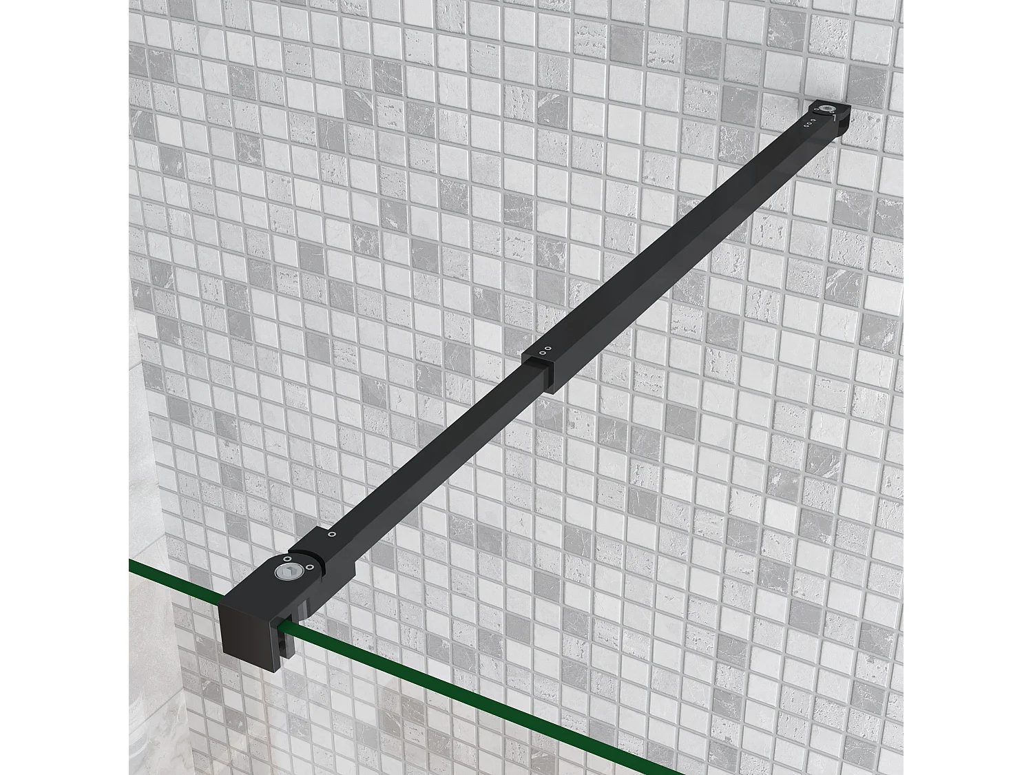 70x200cm Schwarzrahmen Walk in Duschkabine Duschwand +73-120cm Stabilisator 8mm NANO ESG-Glas Duschabtrennung Duschtrennwand