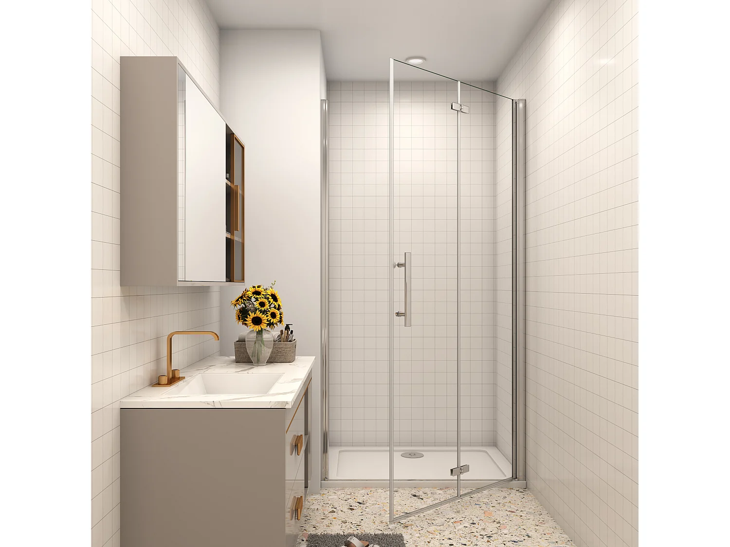 80x185cm Faltbar+drehbar Nano ESG Glas Duschwand Duschtür Duschabtrennung Dusche