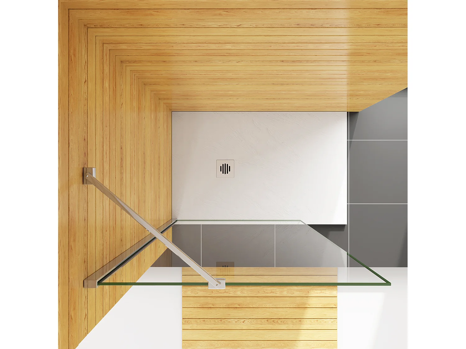 Duschabtrennung Duschwand Walk in 45 cm Querhaltstange 130 cm Gals