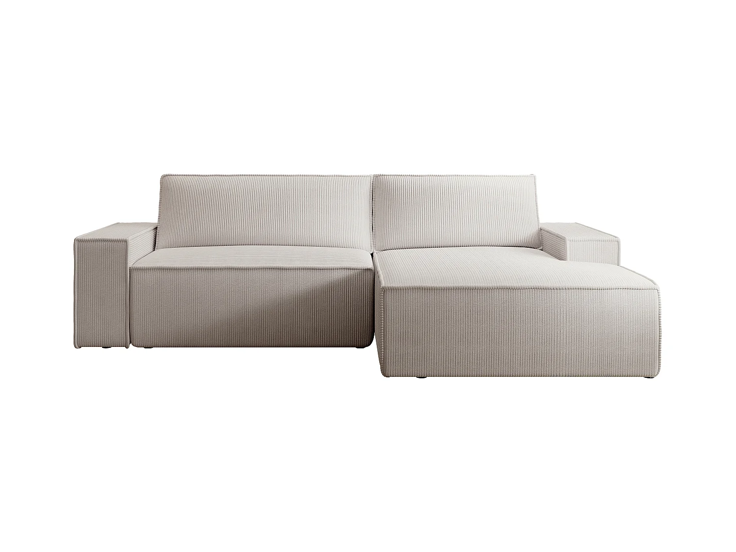 Canapé d'angle droit en velours côtelé beige AMELIA