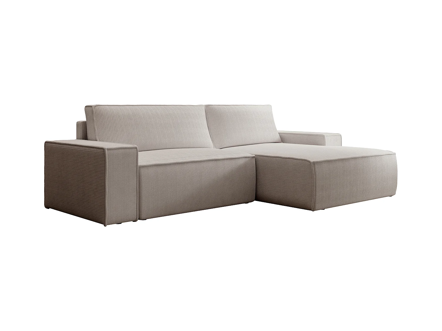 Canapé d'angle droit en velours côtelé beige AMELIA