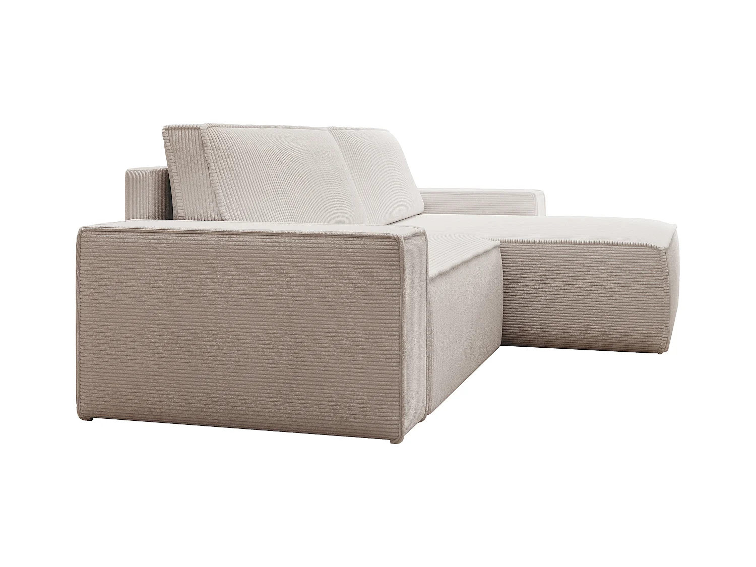 Canapé d'angle droit en velours côtelé beige AMELIA