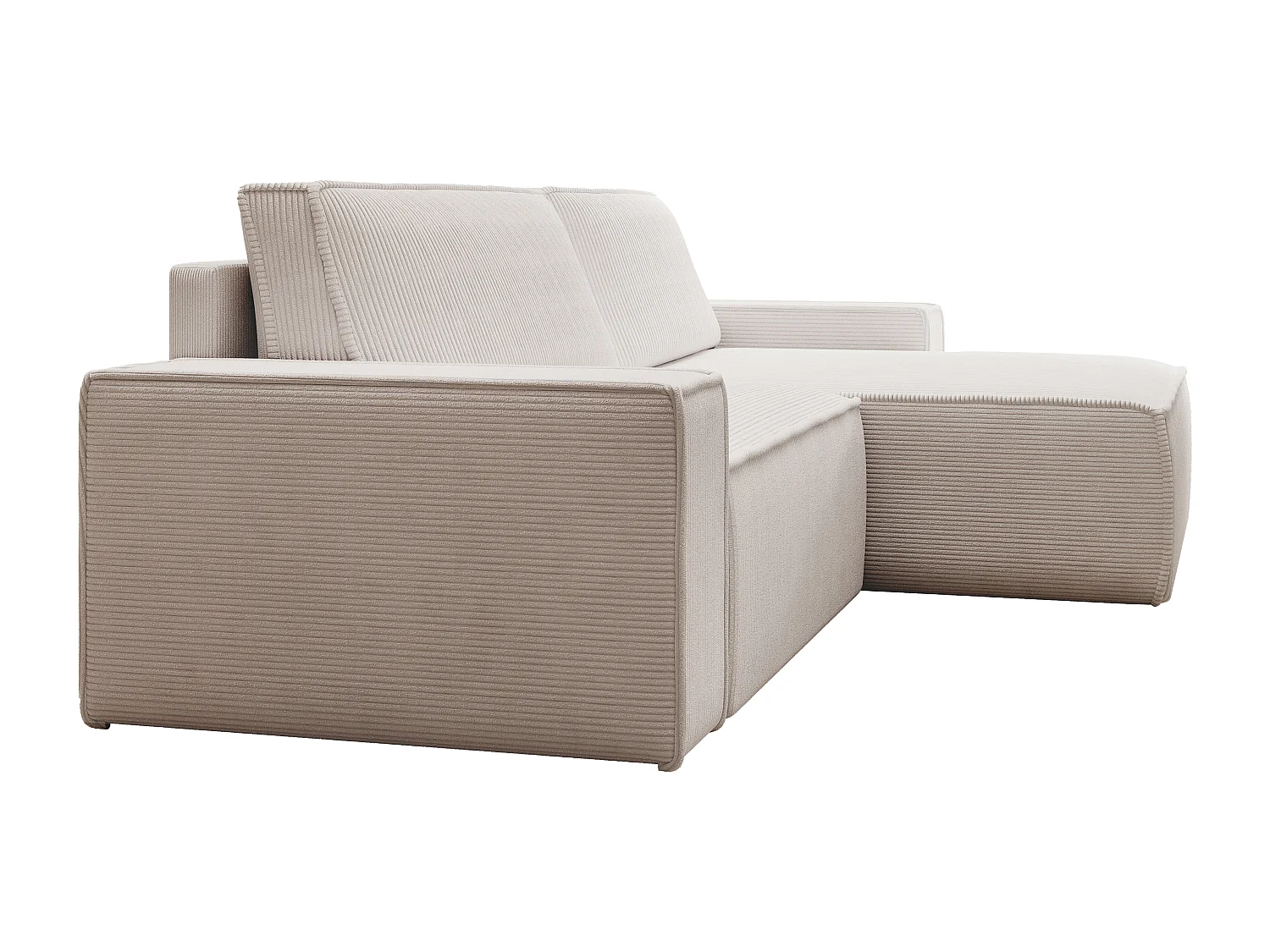 Canapé d'angle droit en velours côtelé beige AMELIA