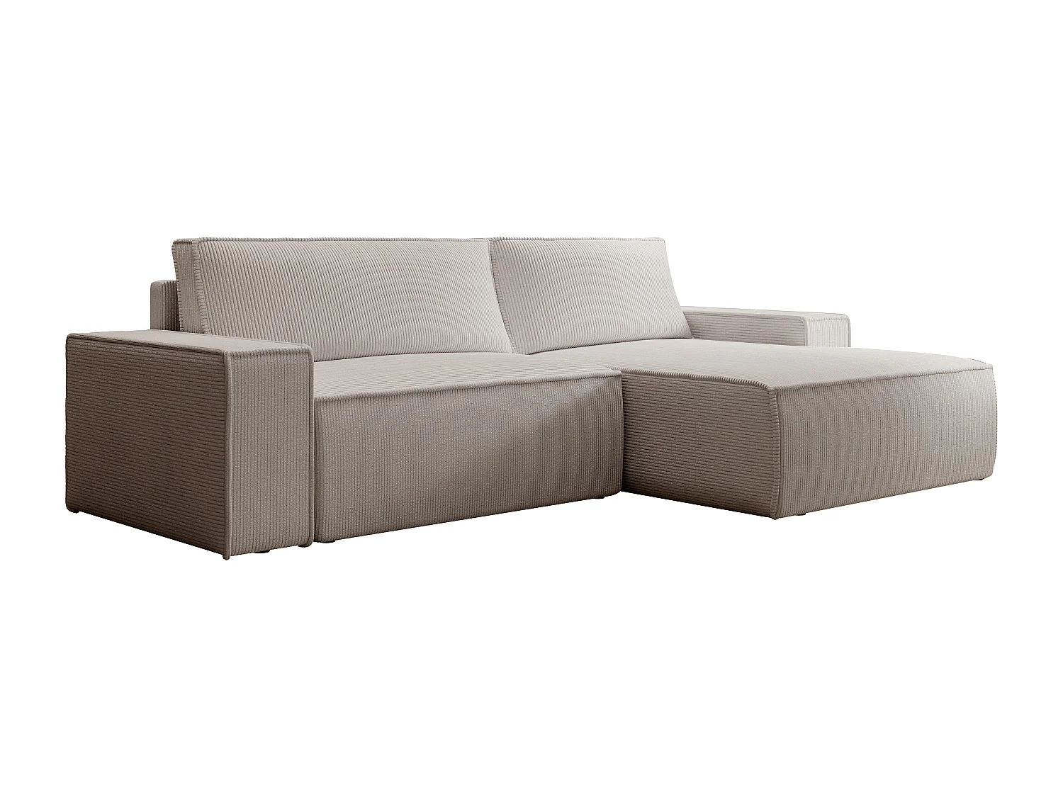 Canapé d'angle droit en velours côtelé beige AMELIA