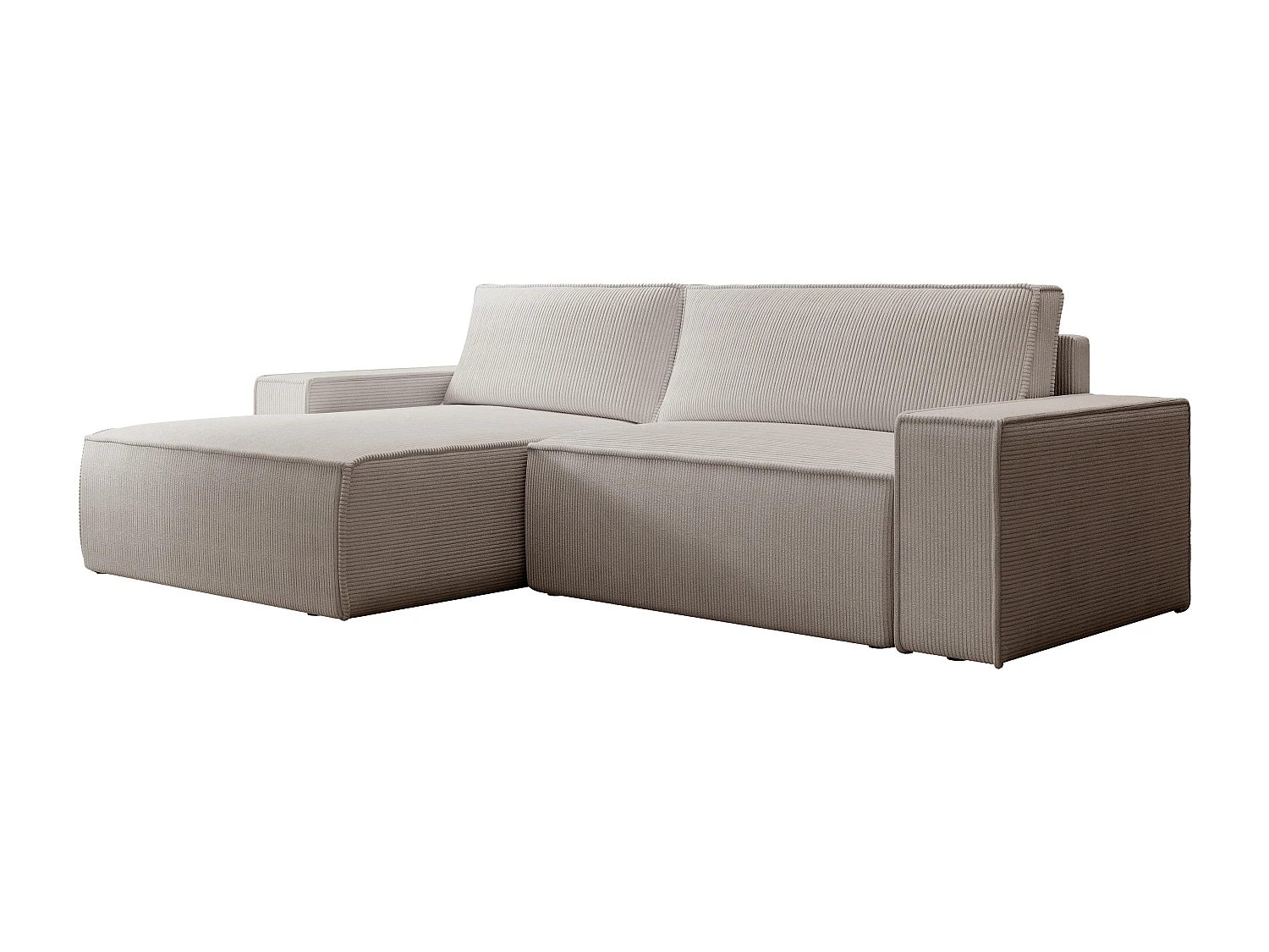 Divano  in Velluto a coste Beige - Angolo a sinistra - AMELIA