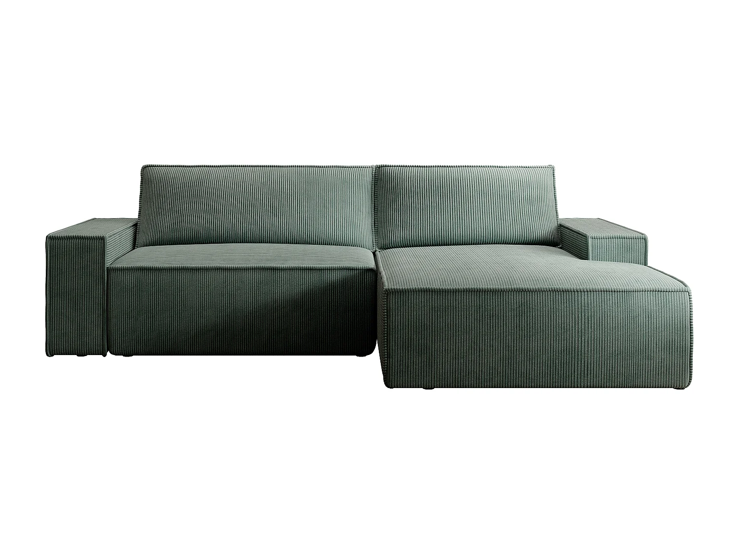 Canapé d'angle droit en velours côtelé vert sapin AMELIA