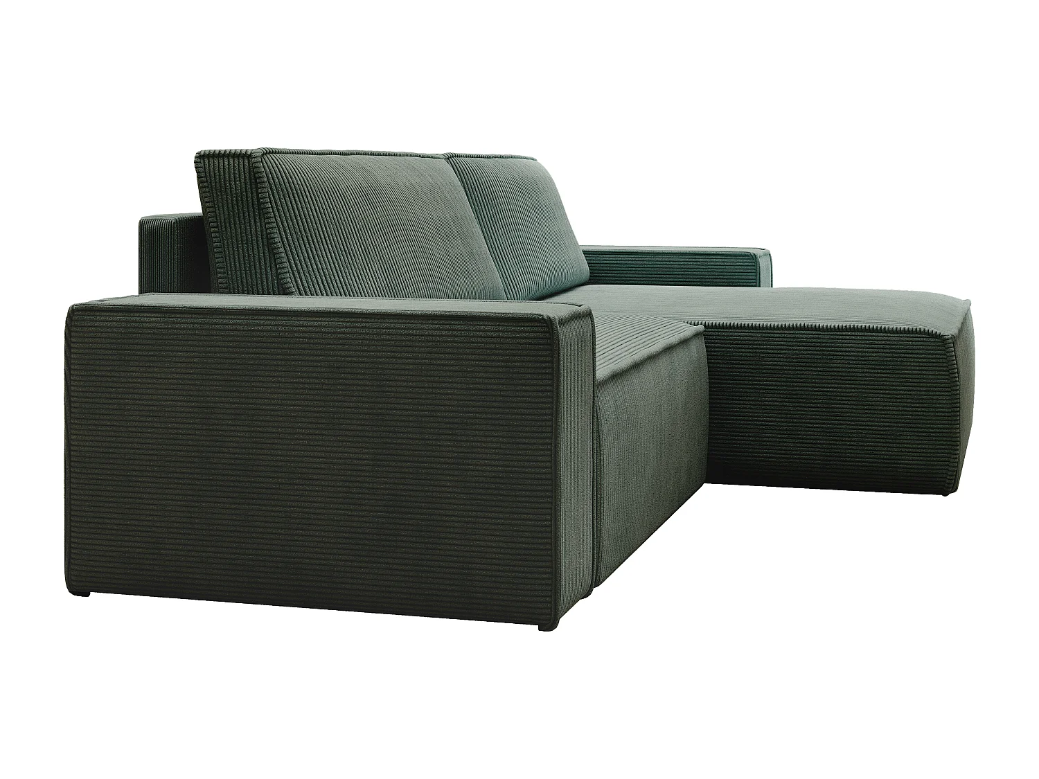 Canapé d'angle droit en velours côtelé vert sapin AMELIA