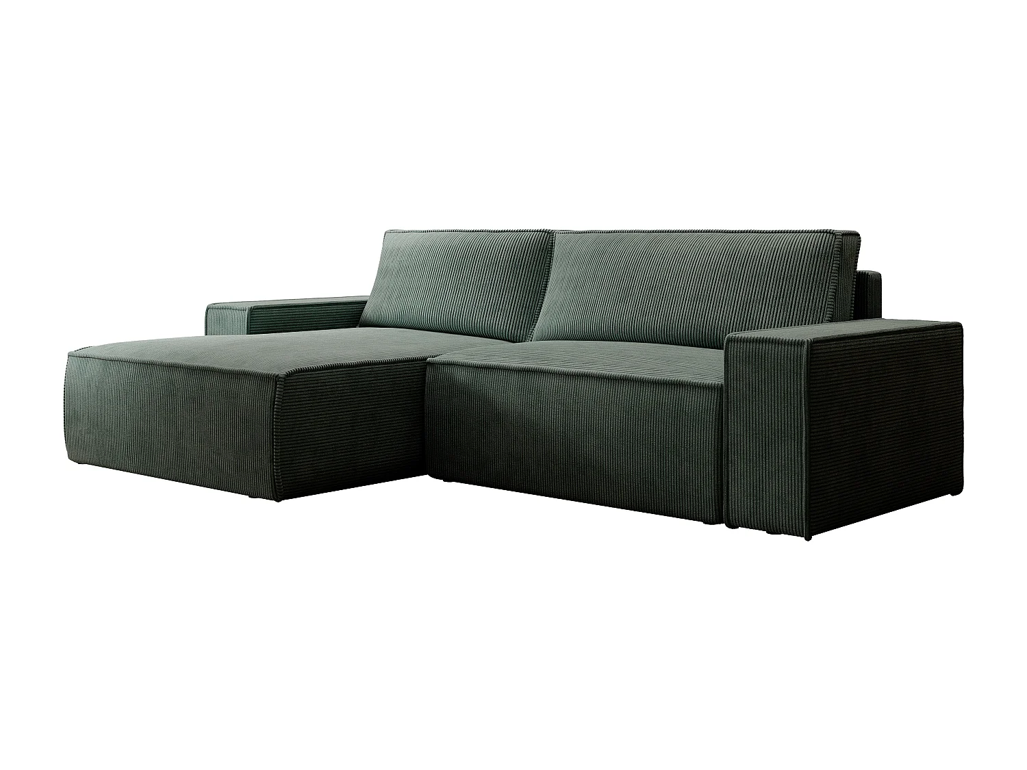 Ecksofa - Ecke links - Cord - Grün - Tannengrün - AMELIA