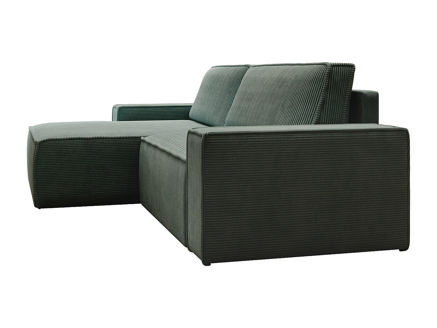 Ecksofa - Ecke links - Cord - Grün - Tannengrün - AMELIA