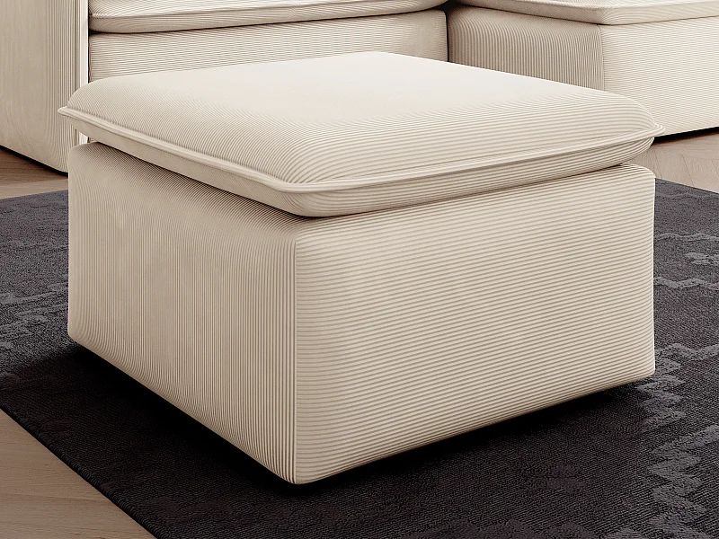 Puf de terciopelo beige TEODORA