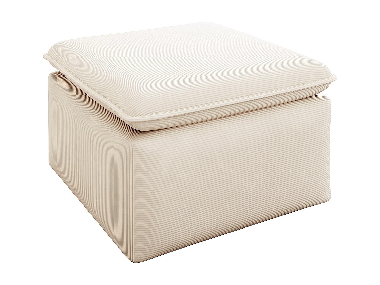 Poef van beige ribfluweel met fijne ribbels TEODORA