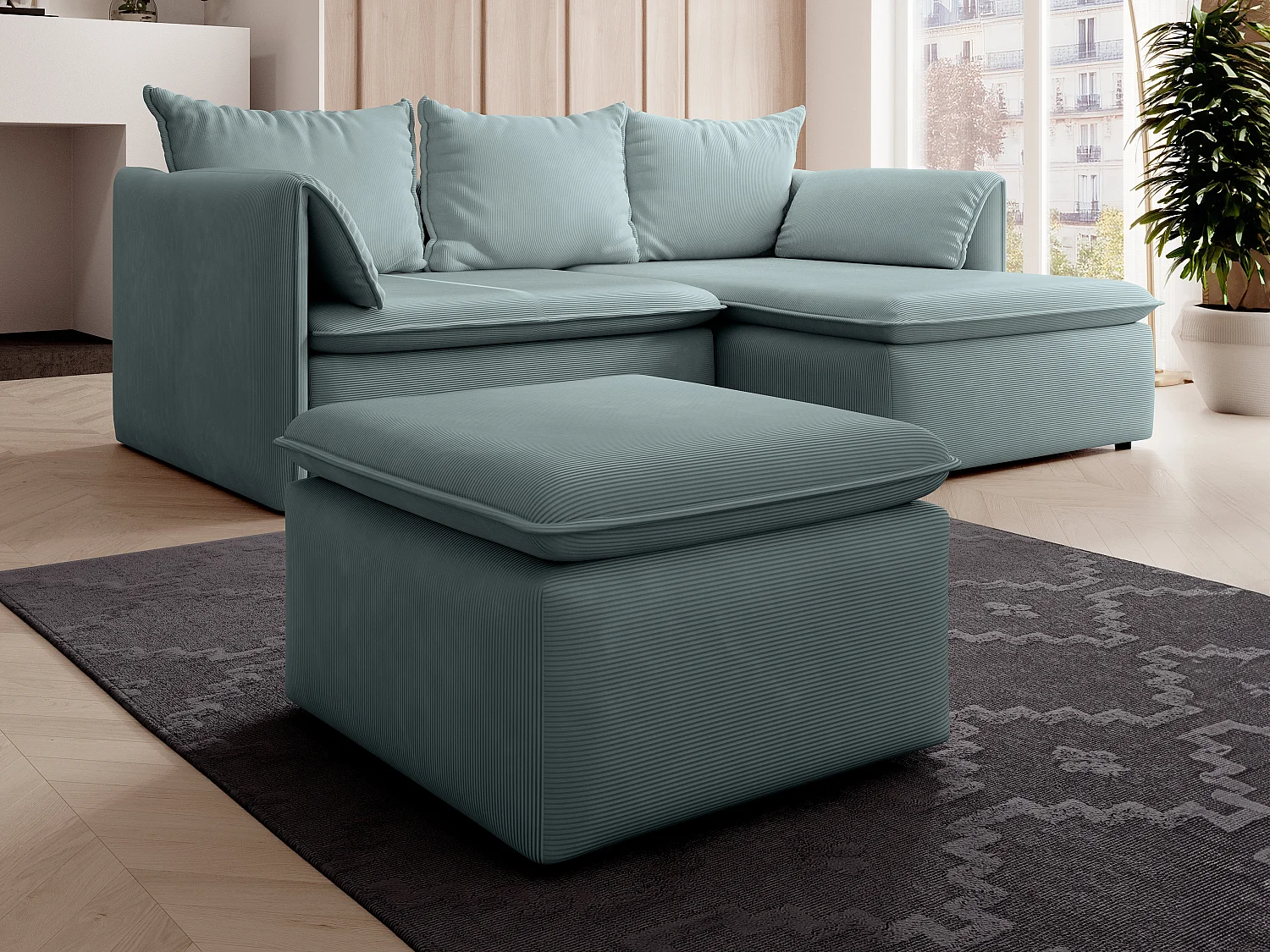 Hocker - Feincord - Blau - TEODORA