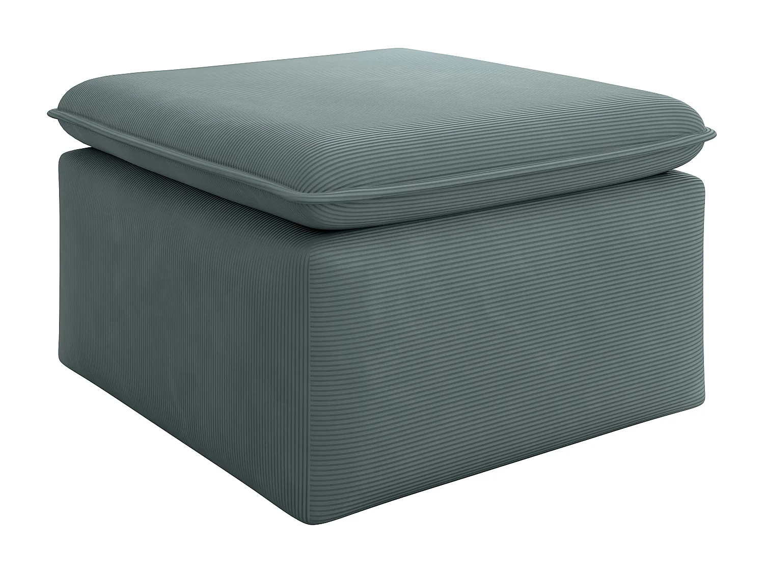 Pouf en velours côtelé fines côtes bleu TEODORA