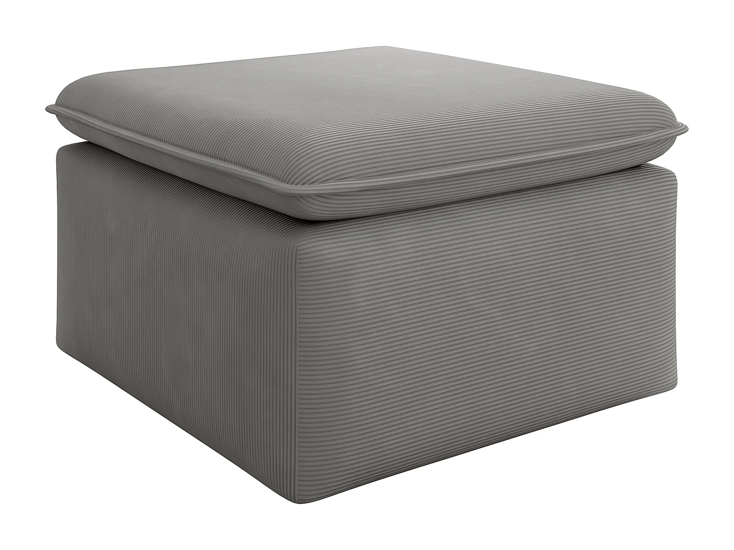 Pouf en velours côtelé fines côtes gris clair TEODORA