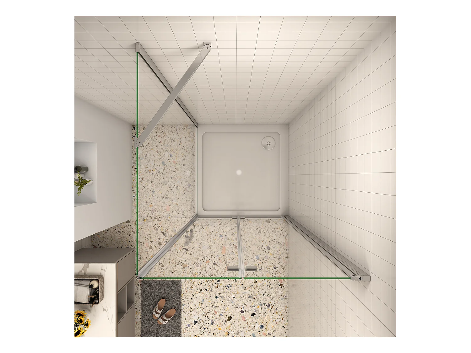 B:76xT:80x195cm Falttür Drehtür Eckeinstieg Duschabtrennung Duschkabine Dusche