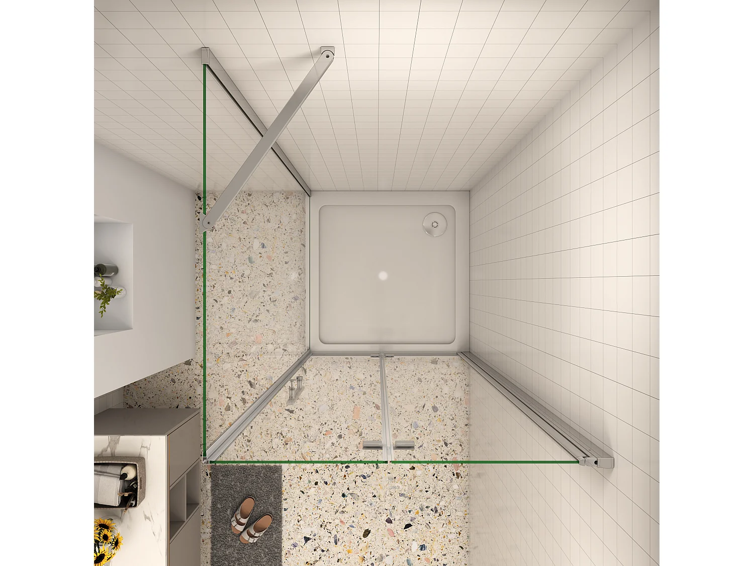B:120xT:80x185cm Falttür Drehtür Eckeinstieg Duschabtrennung Duschkabine Dusche