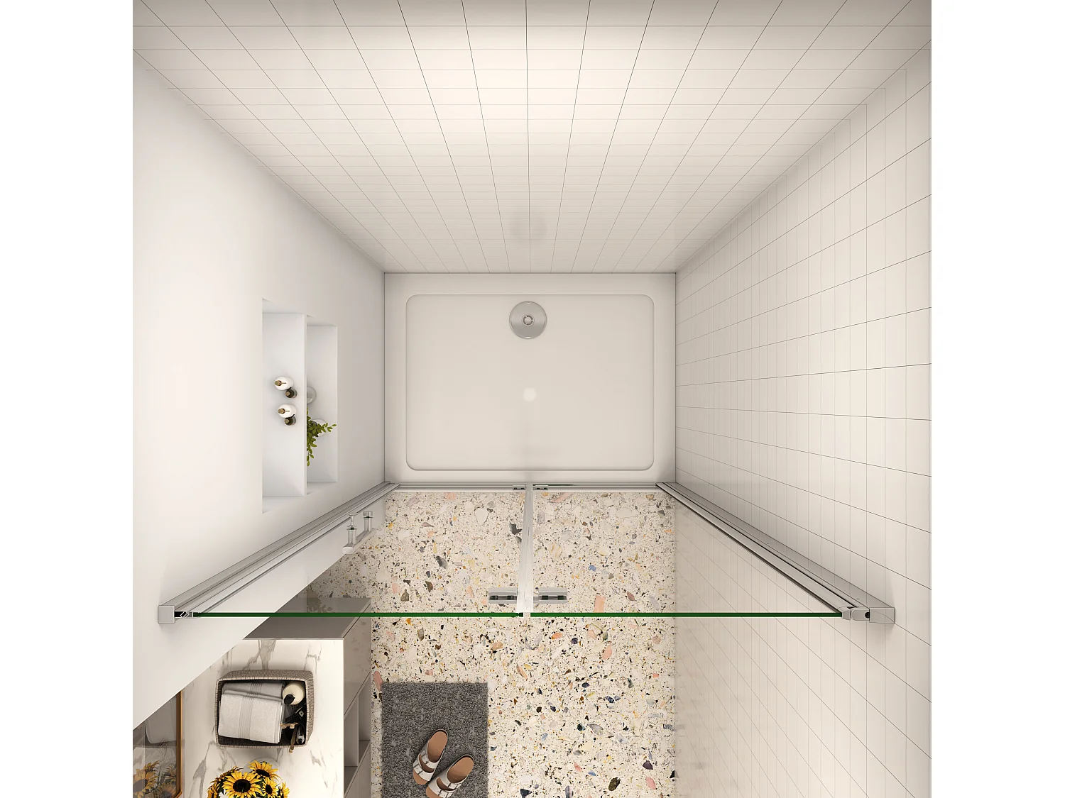 90x185cm Faltbar+drehbar Nano ESG Glas Duschwand Duschtür Duschabtrennung Dusche