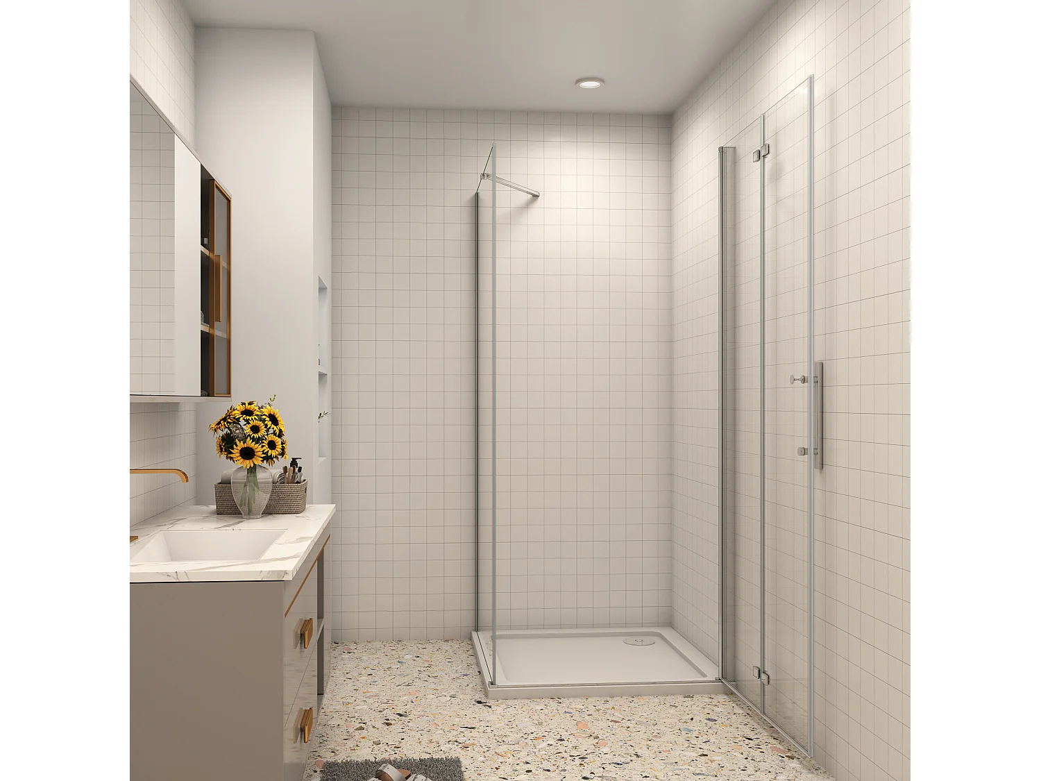 B:70xT:70x185cm Falttür Drehtür Eckeinstieg Duschabtrennung Duschkabine Dusche